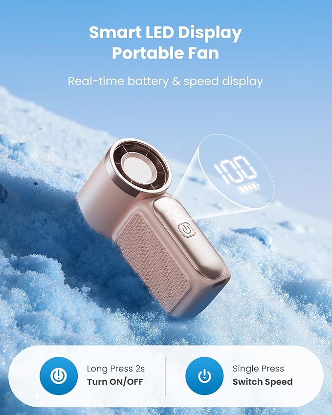 Gaiatop Portable Handheld Mini Fan, 6 Speeds 16900 RPM High Velocity Personal - Image 5