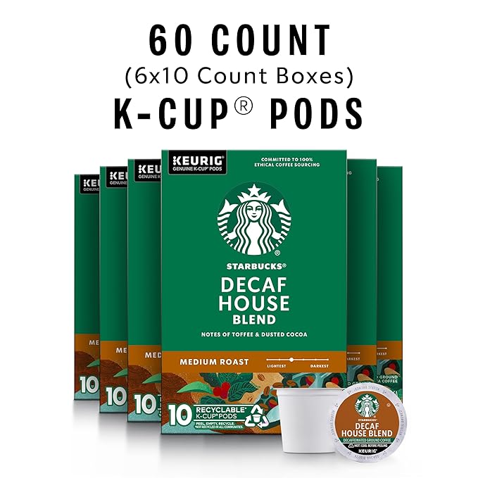 Starbucks K-Cup Coffee Pods, Medium Roast Hot or Iced Coffee, Decaf House Blend - Image 2