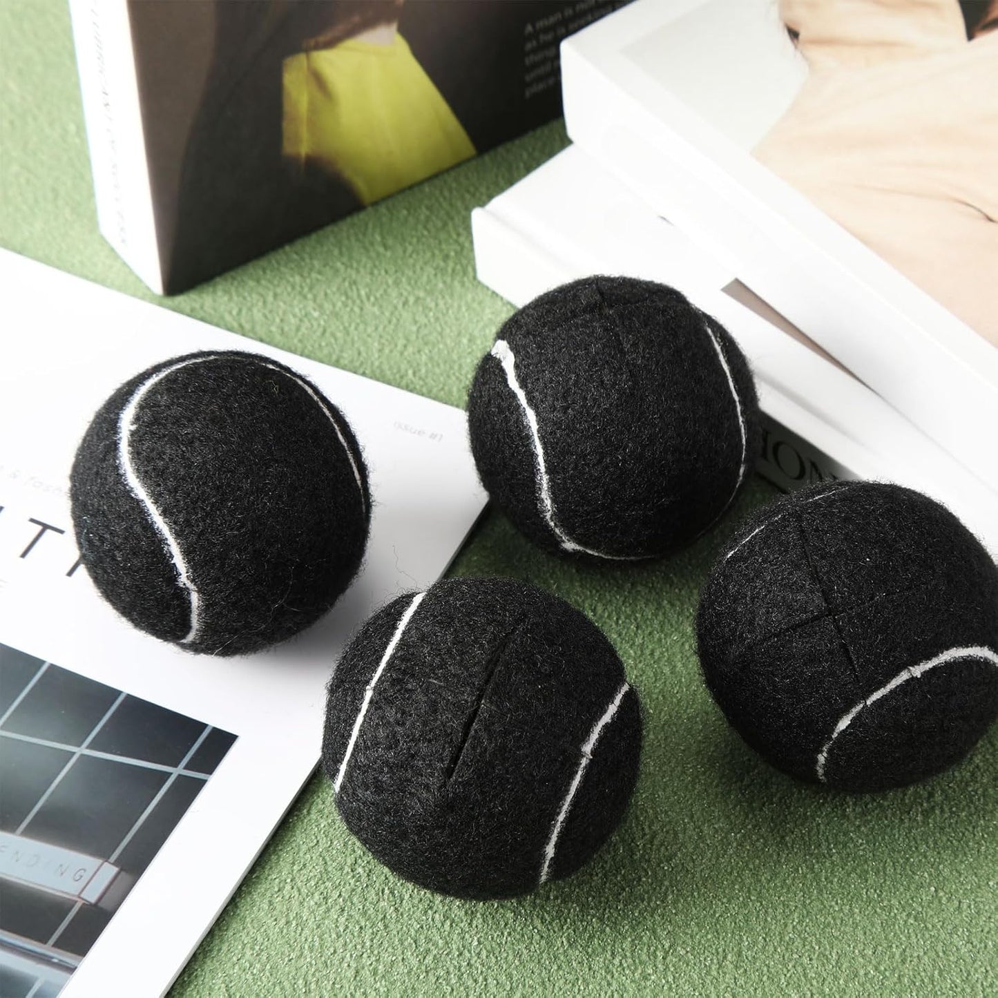Macarrie 24 Pcs Precut Tennis Balls for Chair Legs Furniture Legs, Black | Floor Protection Chairs Desks Furniture Tennis Balls for Chairs Feet Long Lasting Foot Covers