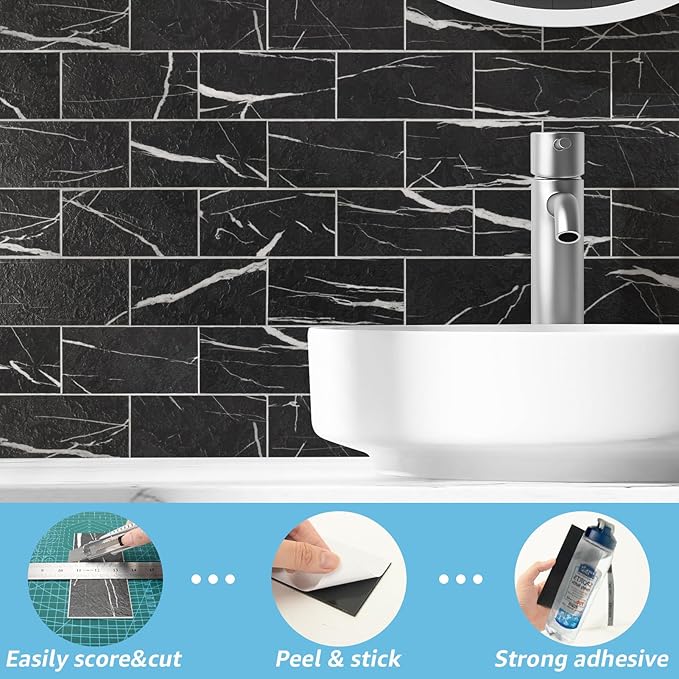 Art3d 102-Piece Faux Stone Peel and Stick Backsplash Tile, Waterproof Thick PVC - Image 6
