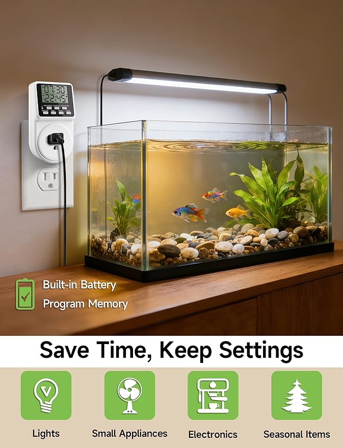 Techbee Indoor Digital Infinite Repeat Cycle Intermittent Outlet Timer Plug 24 - Image 6