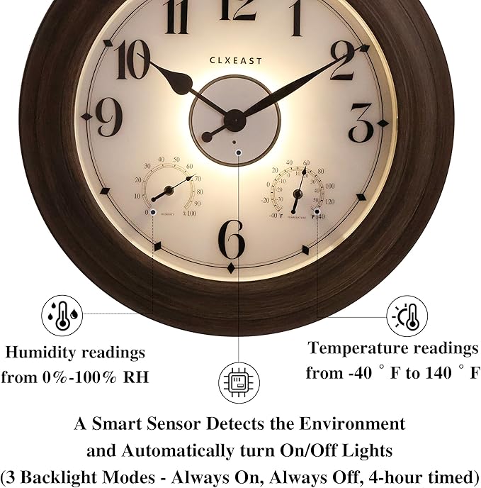 CLXEAST 24 Inch LED Illuminated Outdoor Clocks Waterproof - Image 4