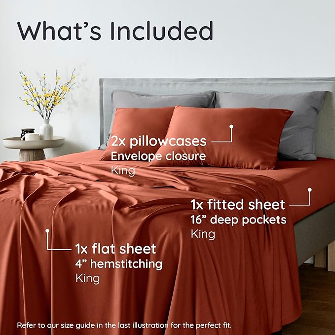 Bambaw 100% Viscose Derived from Bamboo Sheets King Size Set – 4pcs Super Soft - Image 2