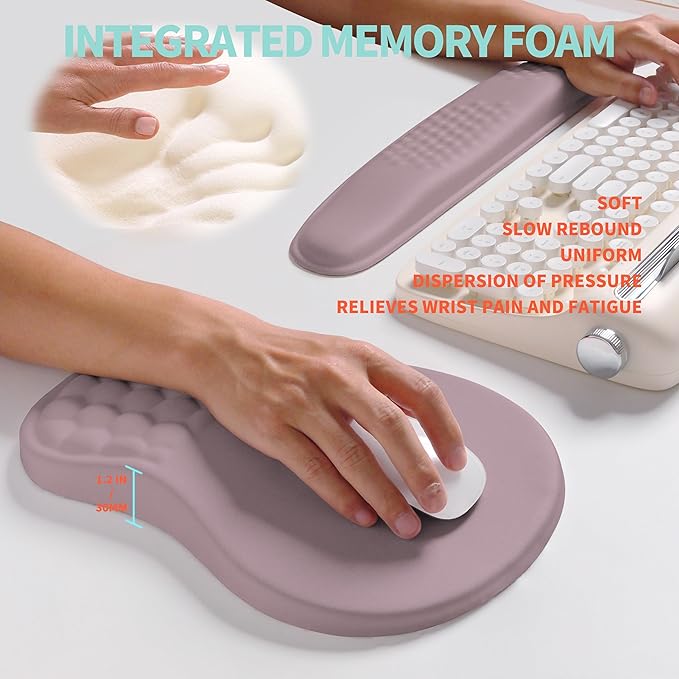 KUOSGM 2-in-1 Ergonomic Set, Wave Rise Keyboard Wrist Rest and Massage Bulge - Image 4