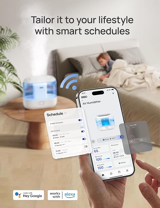 DREO Smart Humidifiers for Bedroom, Top Fill 4L Supersized Humidifier Large Room - Image 3