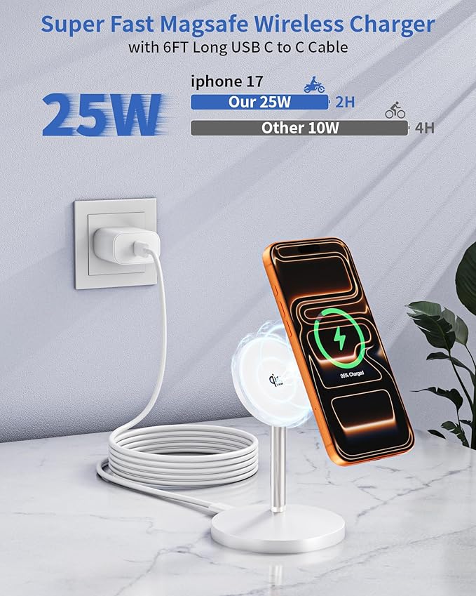 Magnetic Wireless Charger Stand, 25W Fast Mag Safe Charger iPhone Stand - Image 2
