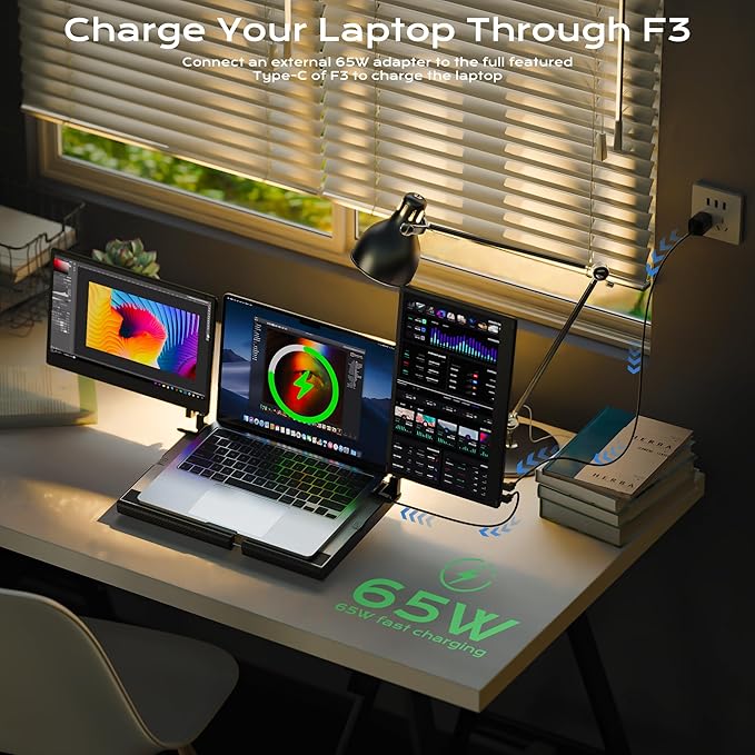 Laptop Screen Extender F3, Triple Portable Monitor 14-inch 360 Degrees Rotation - Image 5
