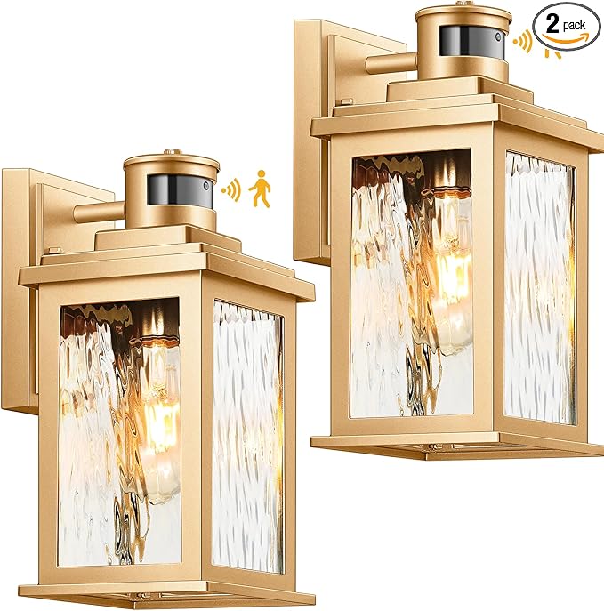 VIANIS 2 Pack Motion Sensor Outdoor Lights Lantern, Dusk to Dawn Exterior Lights by VIANISLIGHTING