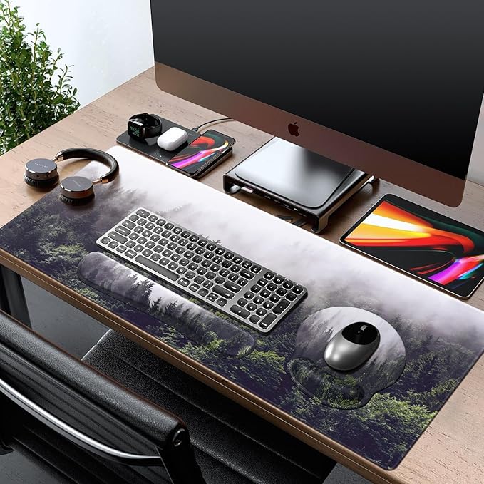 iCasso Desk Mat, Gaming Mouse Pad Wrist Support Set, 4in1 XXL Large Mousepad + - Image 7