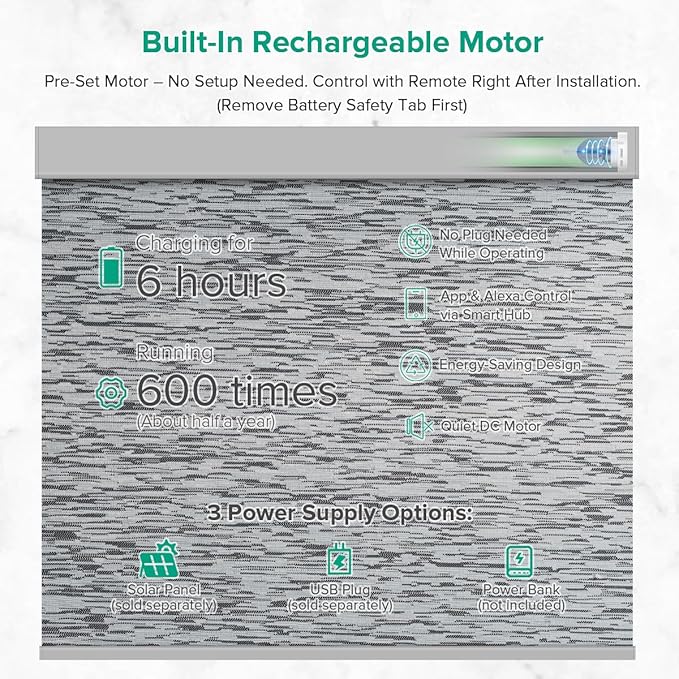 Kilonity Motorized Roller Shades, Light Filtering Remote Control Custom Window - Image 3