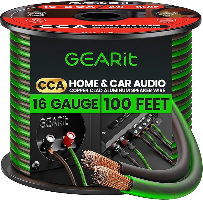 GEARit Pro Series 16AWG Speaker Wire, 16 Gauge Speaker Wire Cable Great Use by GEARit