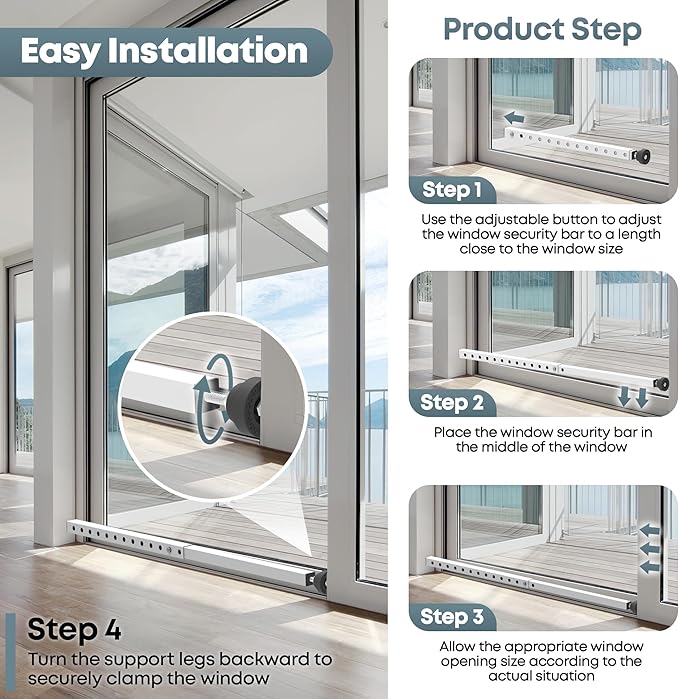 Gadgetzan Window Security Bar, 17-33 inch Adjustable Sliding Door Security Bar - Image 4