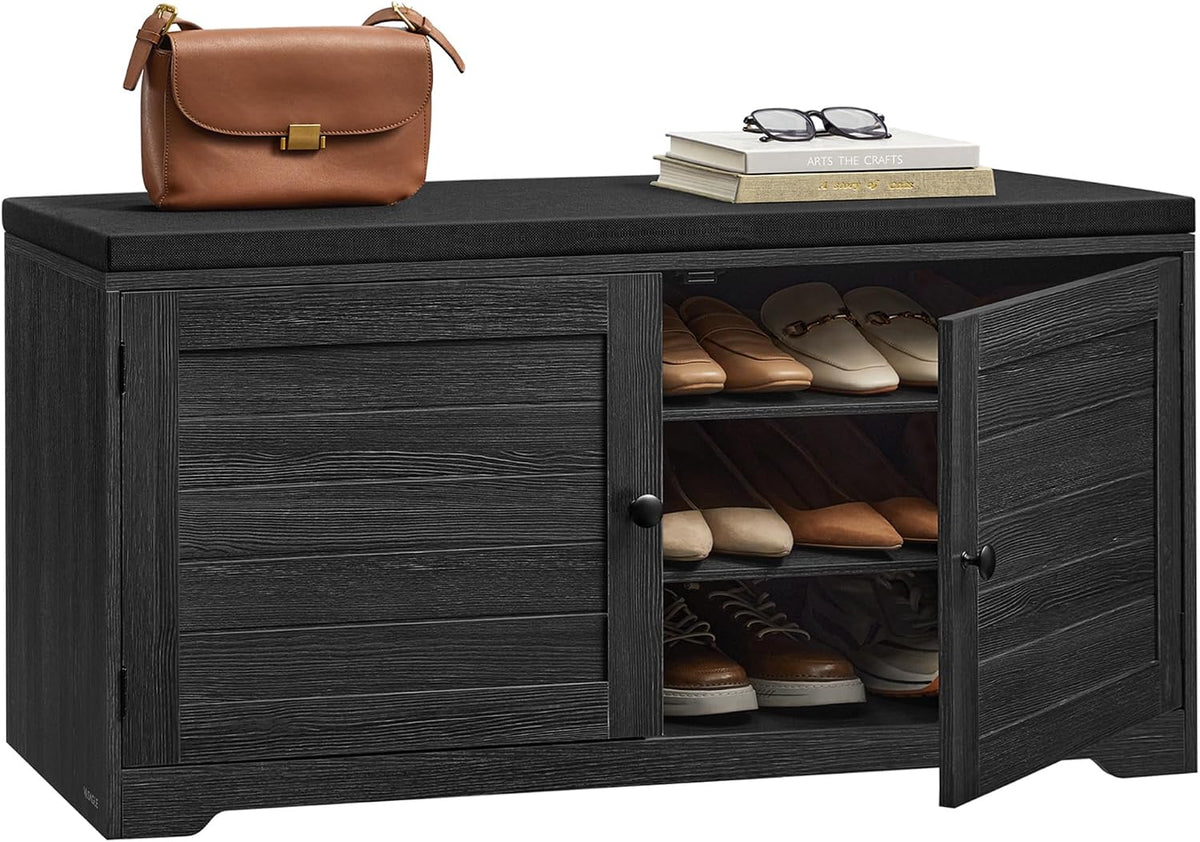 vasagle 3-tier shoe storage bench with cushion, 14, main product view
