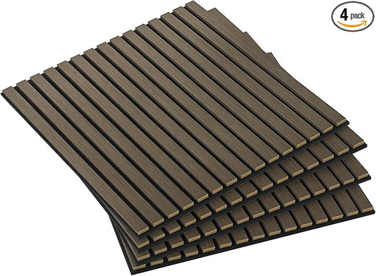HOMCOM 4 Pack 3D Faux Wood Wall Panels, Wood Slat Wall Panels by HOMCOM