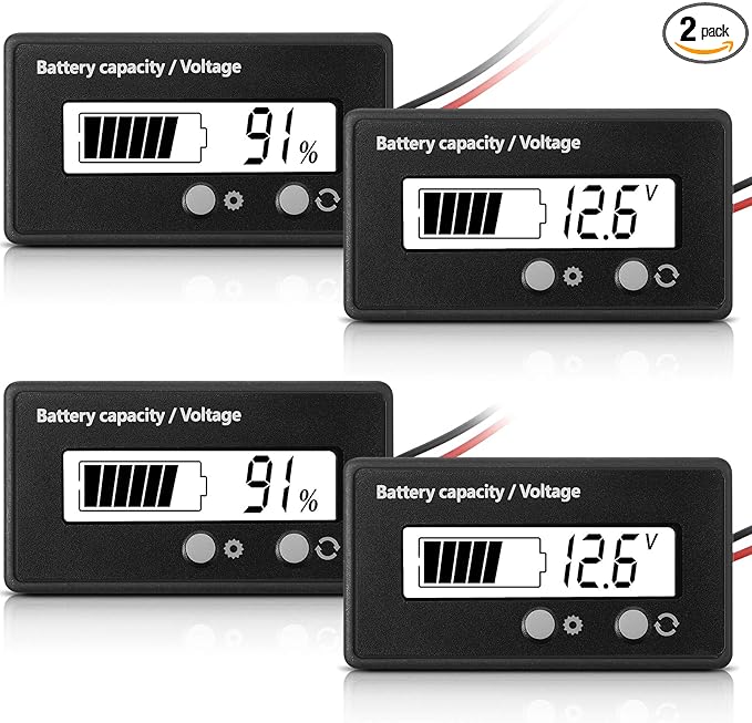Frienda 2 Pieces Dc 12v 24v 36v 48v 60v 72v 84v Golf Cart Battery Meter by Frienda