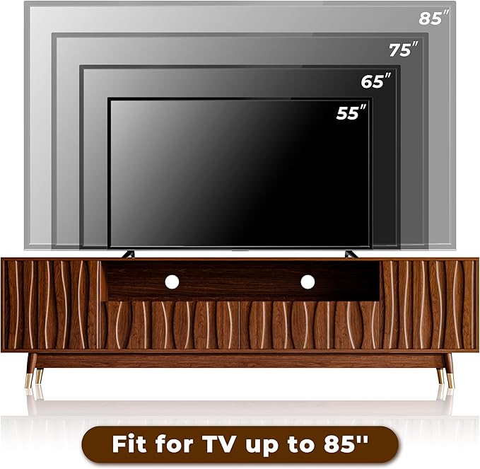 ATJafurn 78‘’ Brown Walnut Finish TV Stand - Image 6