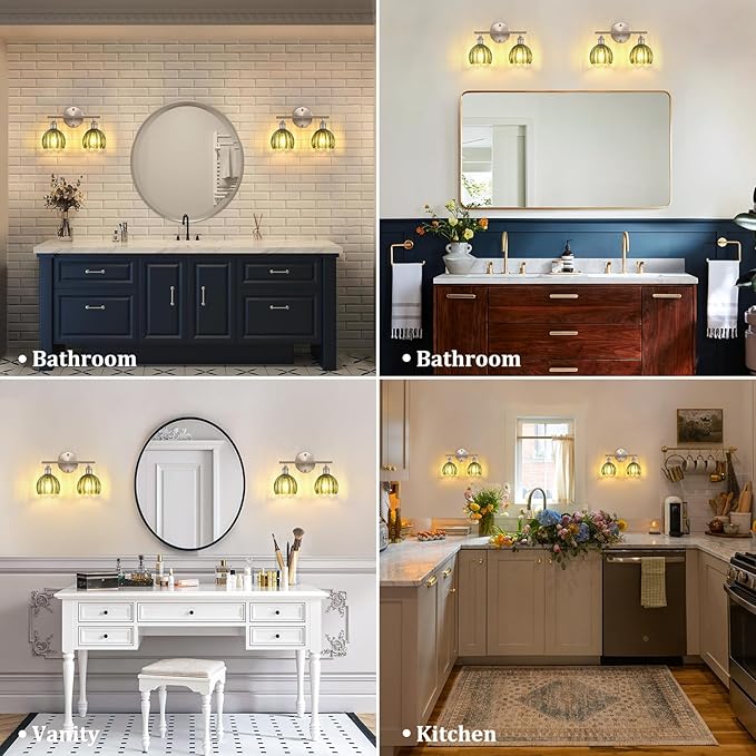 Shenmoyl Bathroom Light Fixtures, 2-Light Vanity Wall Light Over Mirror - Image 3