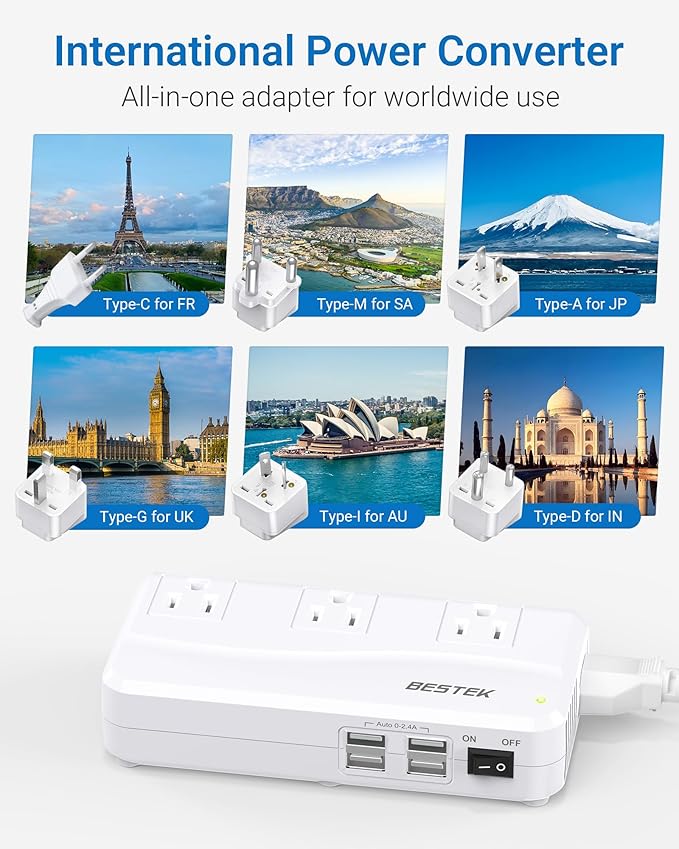 BESTEK 220v to 110v Voltage Converter, US to Europe Converter - Image 2
