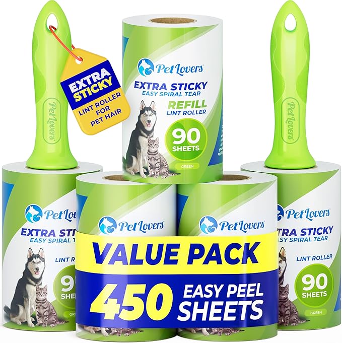 PetLovers Extra Sticky Lint Roller Mega Value Set 450 Sheets by PetLovers
