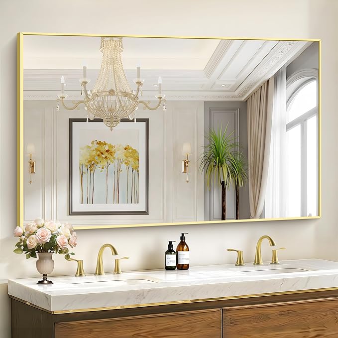 36x55inch Bathroom Mirror, Large Rectangular Wall Mirror by Welcometocofeny