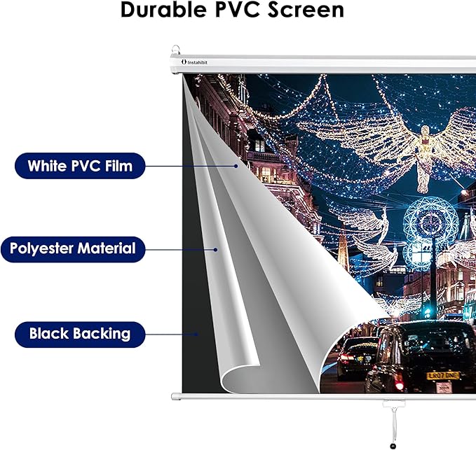 Instahibit 72" Projection Screen Pull Down 4:3 4K HD Manual Retractable - Image 4