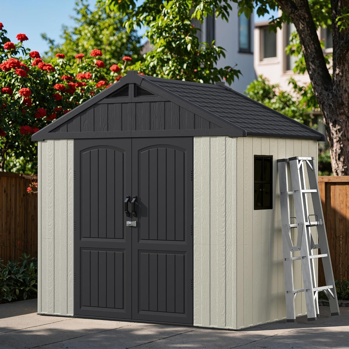 greesum 8x6ft plastic outdoor storage shed with floor, main product view
