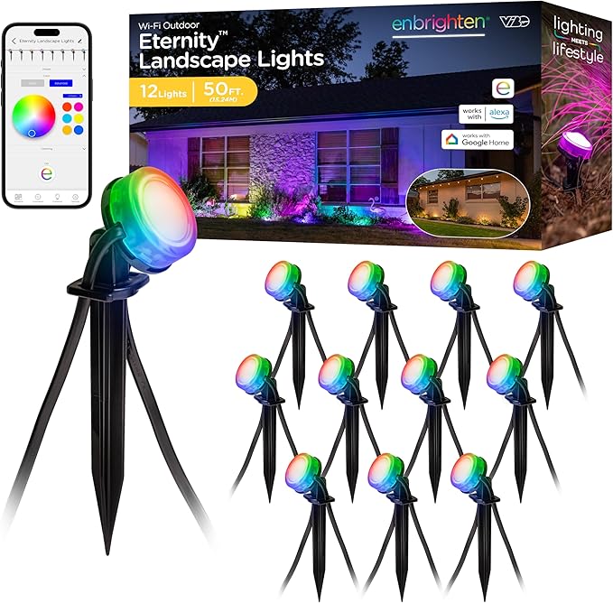 Enbrighten Vibe Eternity Garden Lights, 12 RGBWIC LEDs, Waterproof, Outdoor by Enbrighten