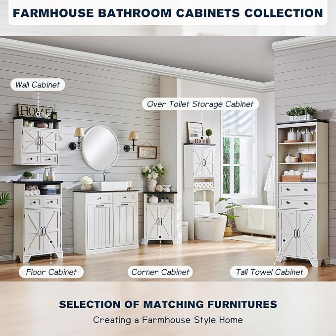 ACCOHOHO Over The Toilet Storage Cabinet, Farmhouse Bathroom Cabinet - Image 7