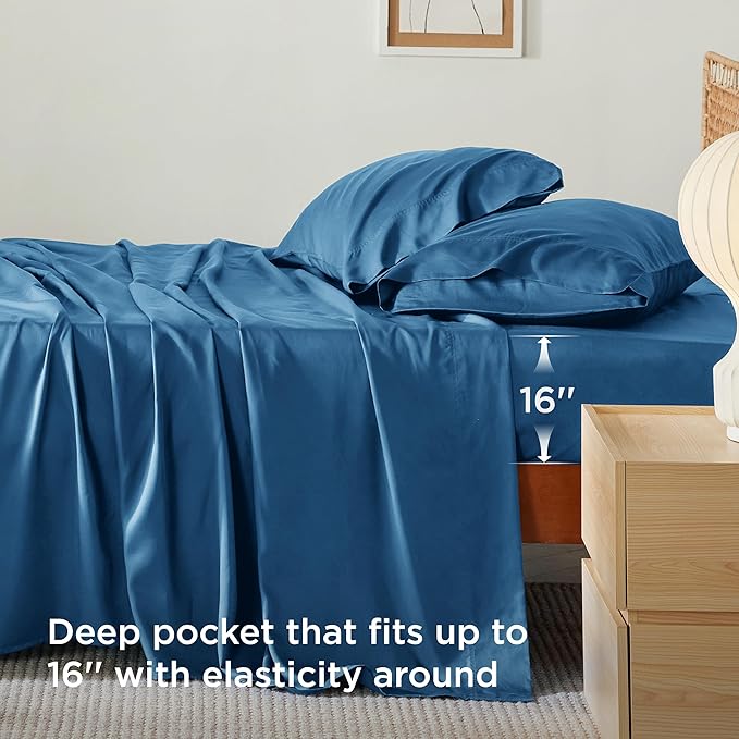 Bedsure California King Sheet Sets, Cooling Sheets, Rayon Derived from Bamboo - Image 4
