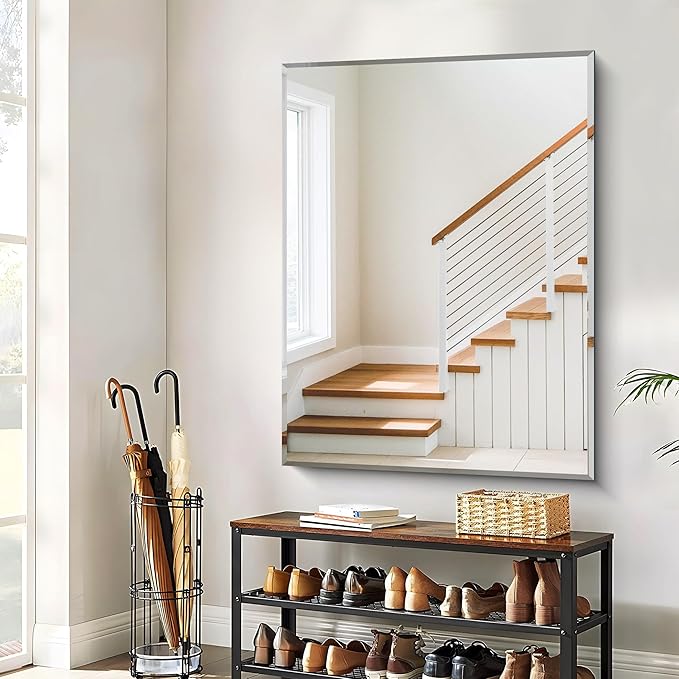 CILIBER Beveled Mirror, 36x48 Inch Large Frameless Bathroom Mirrors - Image 8