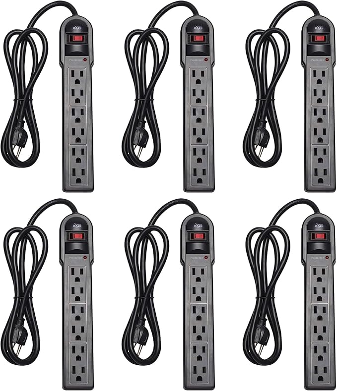 KMC 6-Outlet Surge Protector Power Strip 6 Pack by KMC
