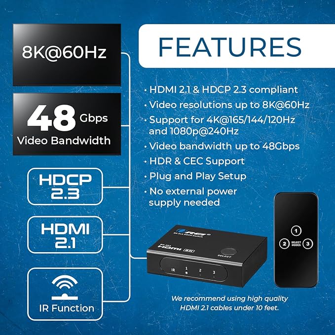 OREI HDMI Switcher with 4K@120Hz 4:4:4 / 8K@60Hz 4:2:0 - Image 7