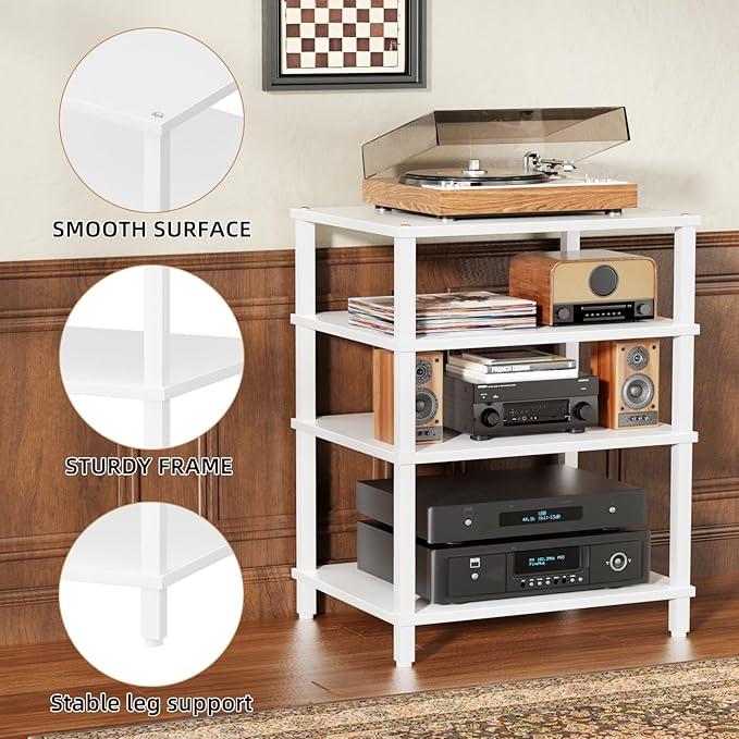 LELELINKY 4-Tier AV Media Player Stand Set of 2, Wooden TV Stand, Game Console - Image 4