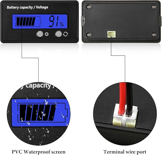 Frienda 2 Pieces Dc 12v 24v 36v 48v 60v 72v 84v Golf Cart Battery Meter - Image 4