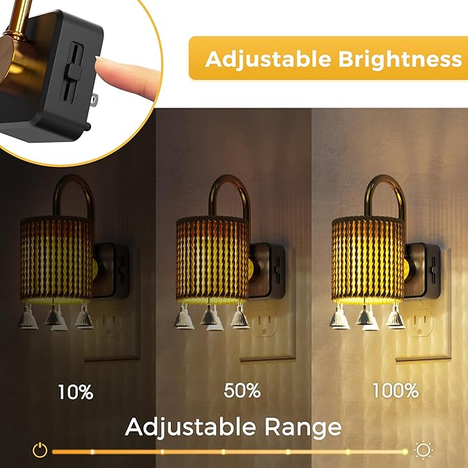 L LOHAS LED Night Lights Plug into Wall, Boho Fabric Cylinder Decor Night Light - Image 3