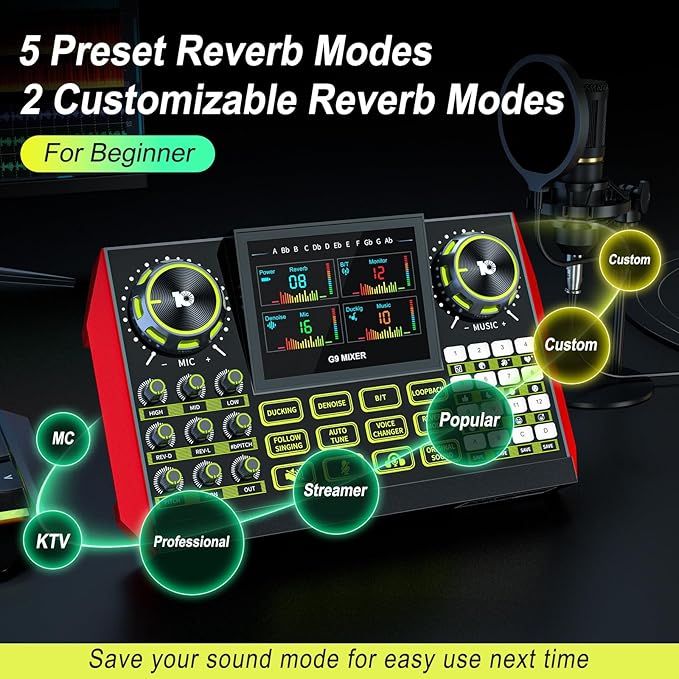 Audio Mixer, Sound Board for Pc/Phone Live Streaming Singing Gaming, Sound - Image 3