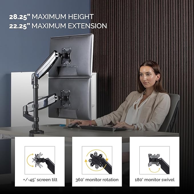 Fellowes 8043401 Platinum Series Stacked Monitor Mount, Adjustable Computer - Image 3