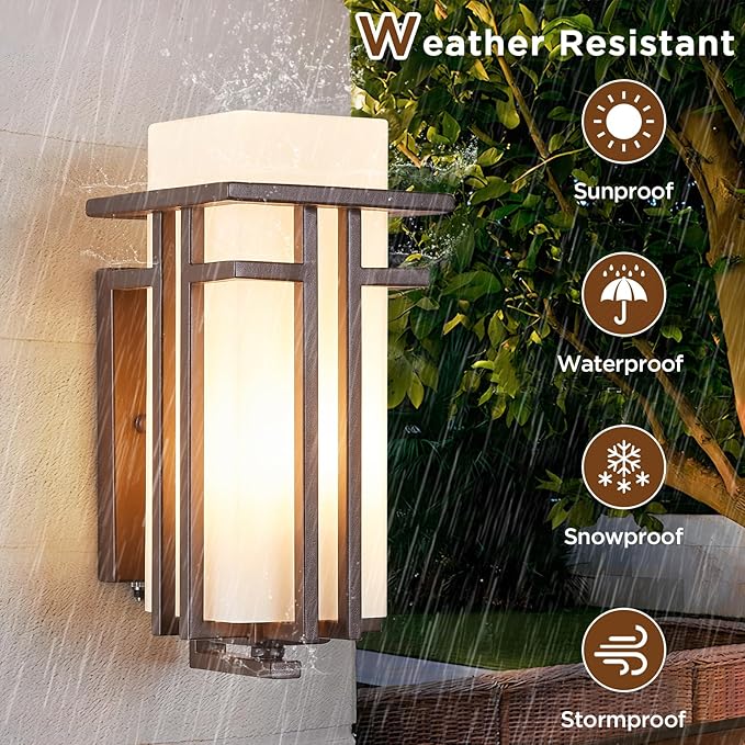 EERU Oil Rubbed Bronze Porch Light Dusk to Dawn Outdoor Sconce Matte Brown Wall - Image 5
