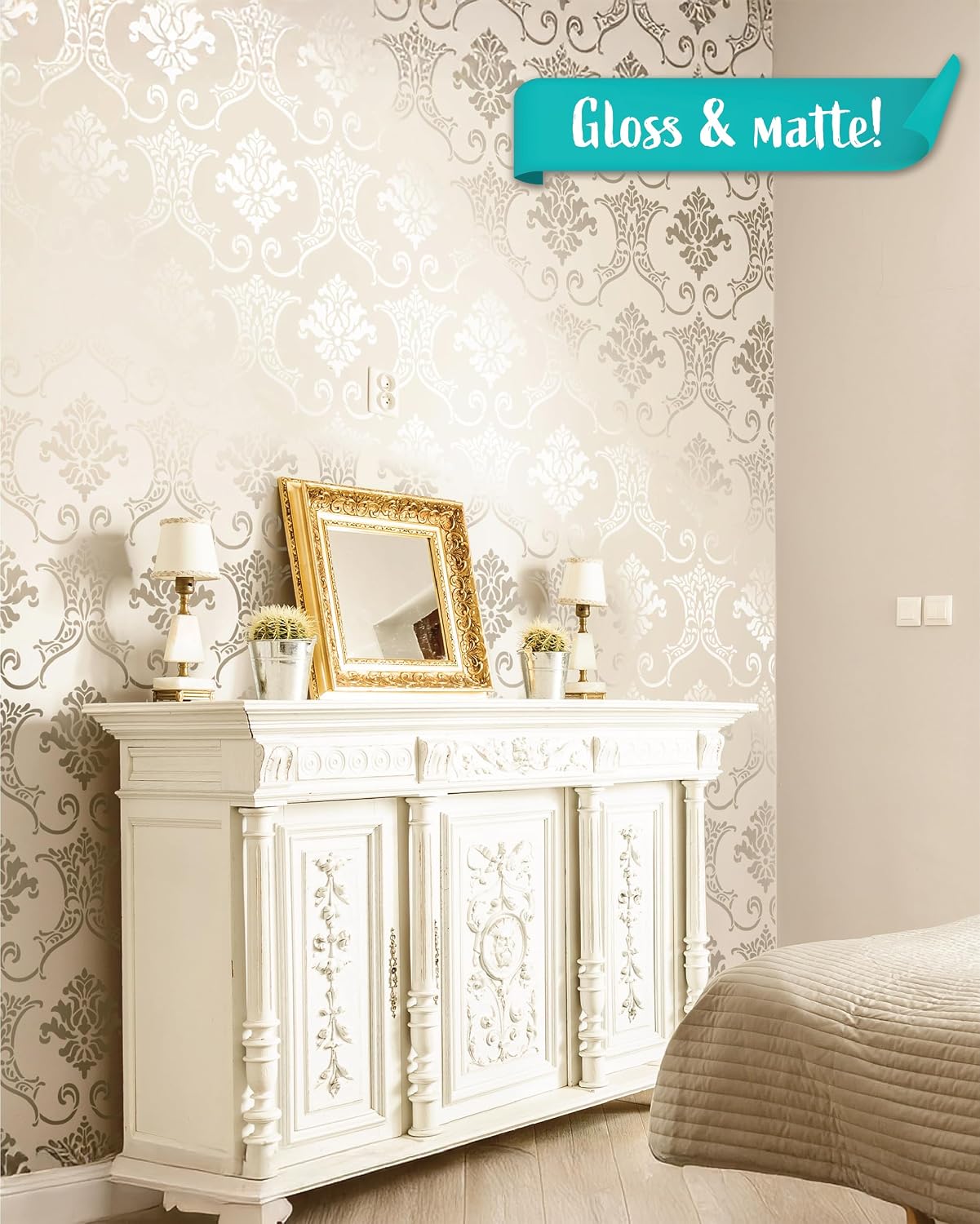 STENCILIT® Baroque Wall Stencil for Painting - 2 Pack of 16.5 x 21.5 in Stencil, Victorian Wall Stencils for Painting Large Pattern, Damask Large Wall Stencils