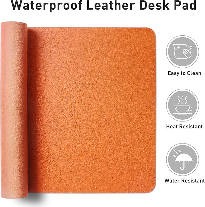 Aothia Faux Leather Desk Mat – Large Mouse Pad, Non-Slip PU Leather Blotter - Image 7