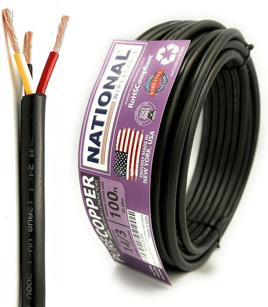 NATIONAL Wire & Cable – 14 AWG 3-Conductor Premium Copper Wire, 100 ft by NATIONALWireCable