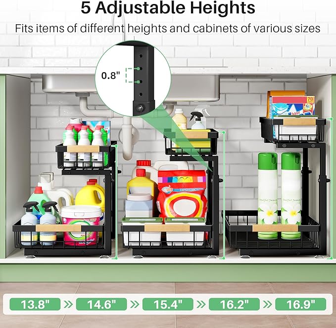Under Sink Organizer, 2 Packs 2 Tier Under Sink Organizers and Storage - Image 7
