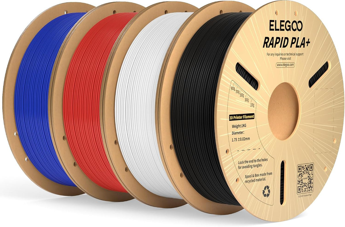 ELEGOO Rapid PLA Plus Filament 1.75mm Bundle 4KG, PLA+ 3D Printer Filament