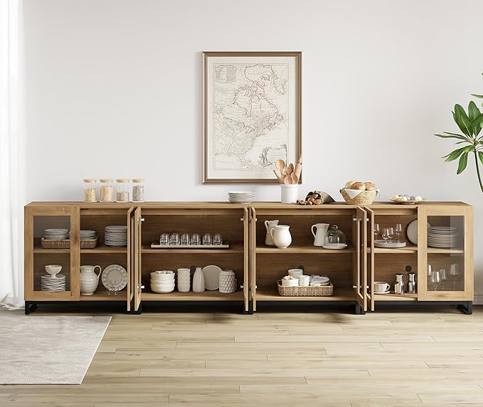 WAMPAT Modern TV Stand with Glass Doors - Image 5