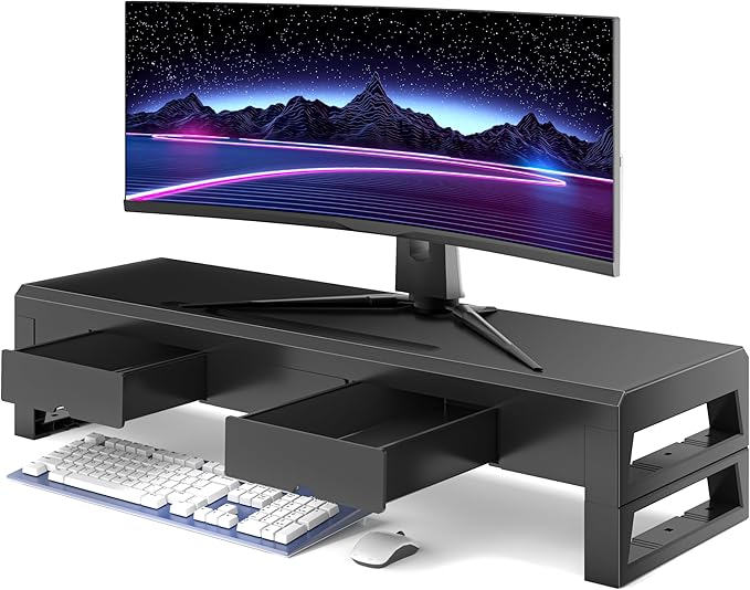 Computer monitor stand with 3 drawer ，Laptop Desk Shelf & Monitor Riser， 27.55 by Unknown