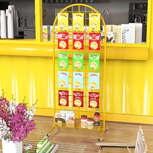 Asee'm Grid Wall Panels Display Stand 2' x 5.2' FT Gold Movable Wire Grid Wall - Image 7