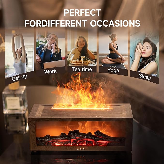 Fireplace Flame Air Diffuser Humidifier, 7 Colors Aromatherapy Essential Oil - Image 7
