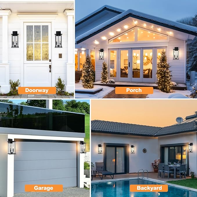 SIAFAVOI 2-Pack Large Outdoor Wall Light, 2-Light Waterproof Wall Sconce - Image 6