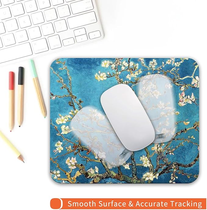 Armanza Square Mouse Pad Apricot Flower, Personalized Premium-Textured Custom - Image 4