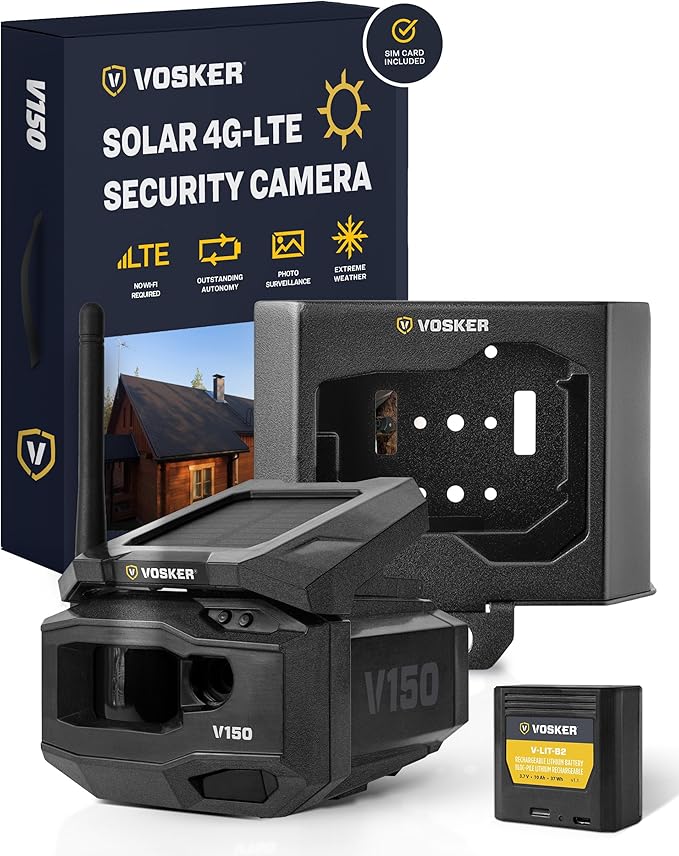 Vosker V150 Solar-Powered LTE Cellular Home Security Outdoor Camera | Motion by Vosker